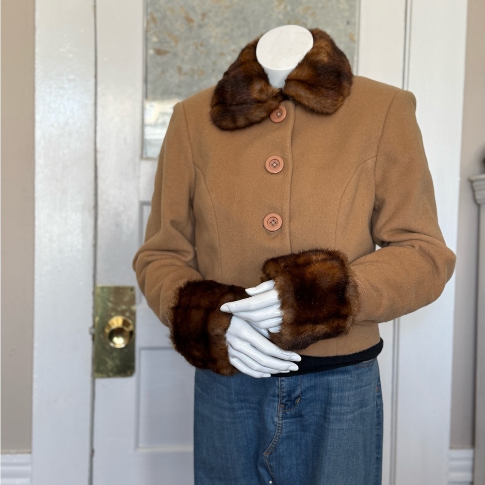 John Carlisle 90s Cropped Camelhair Jacket with Faux Fur